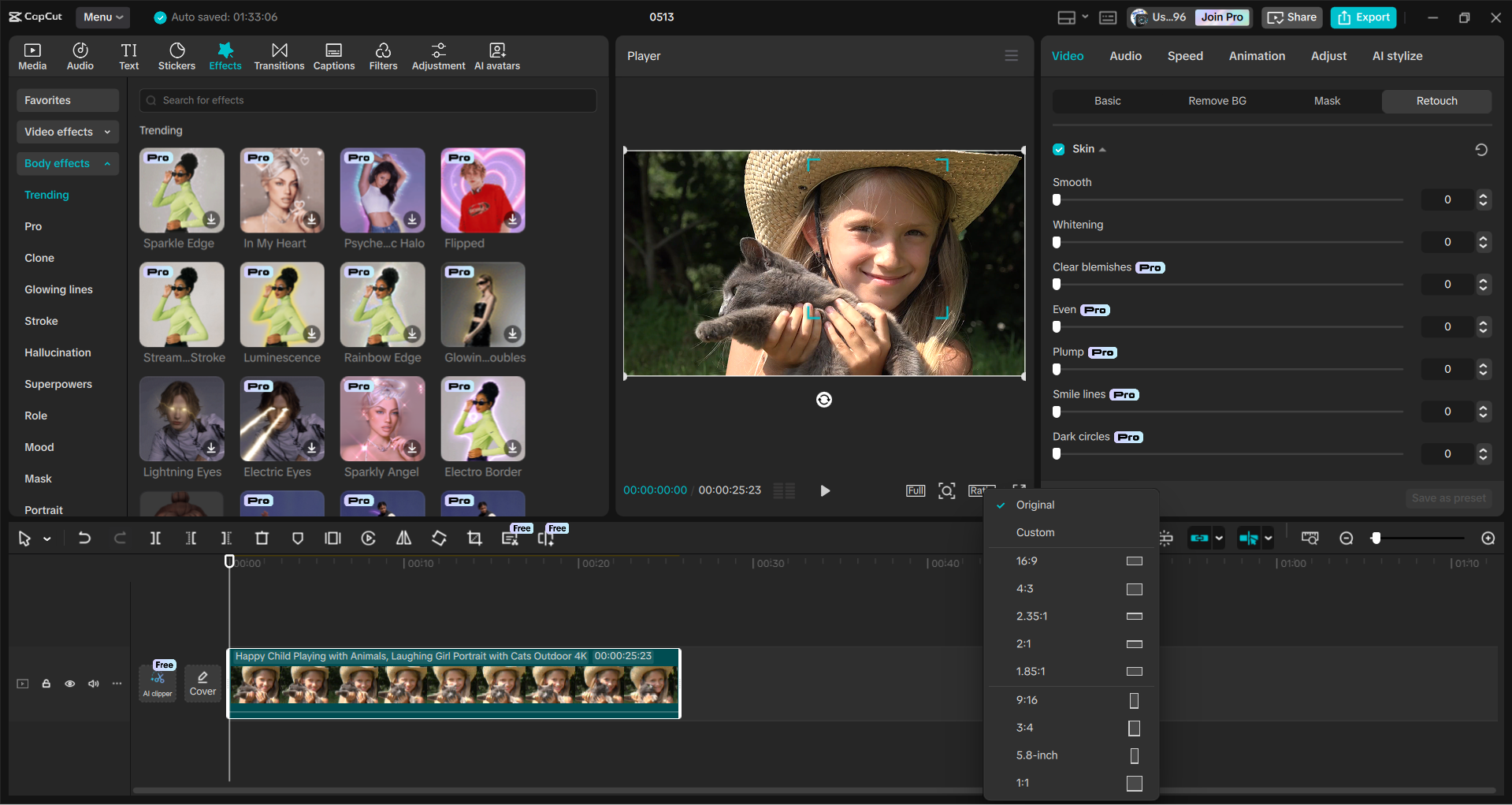Antarmuka editor video desktop CapCut - alat terbaik untuk mengedit video untuk YouTube
