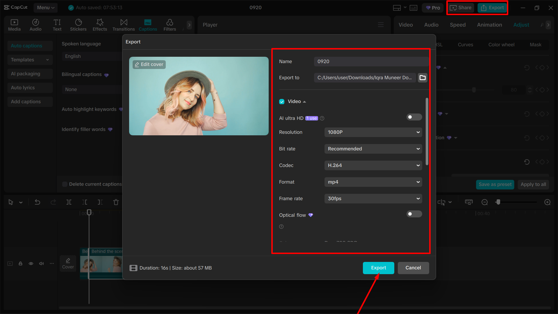 Export your video from CapCut