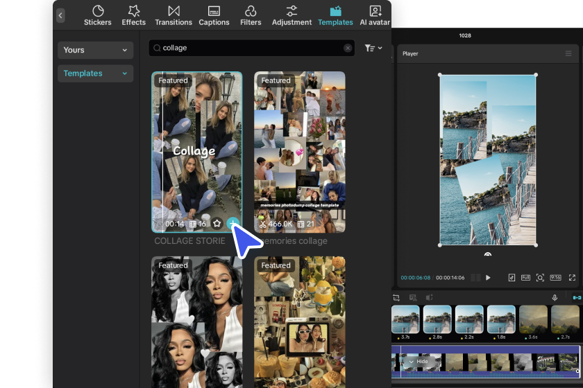 Створюйте колаж із відео за допомогою різних інструментів у виробнику відеоколажів Capcut