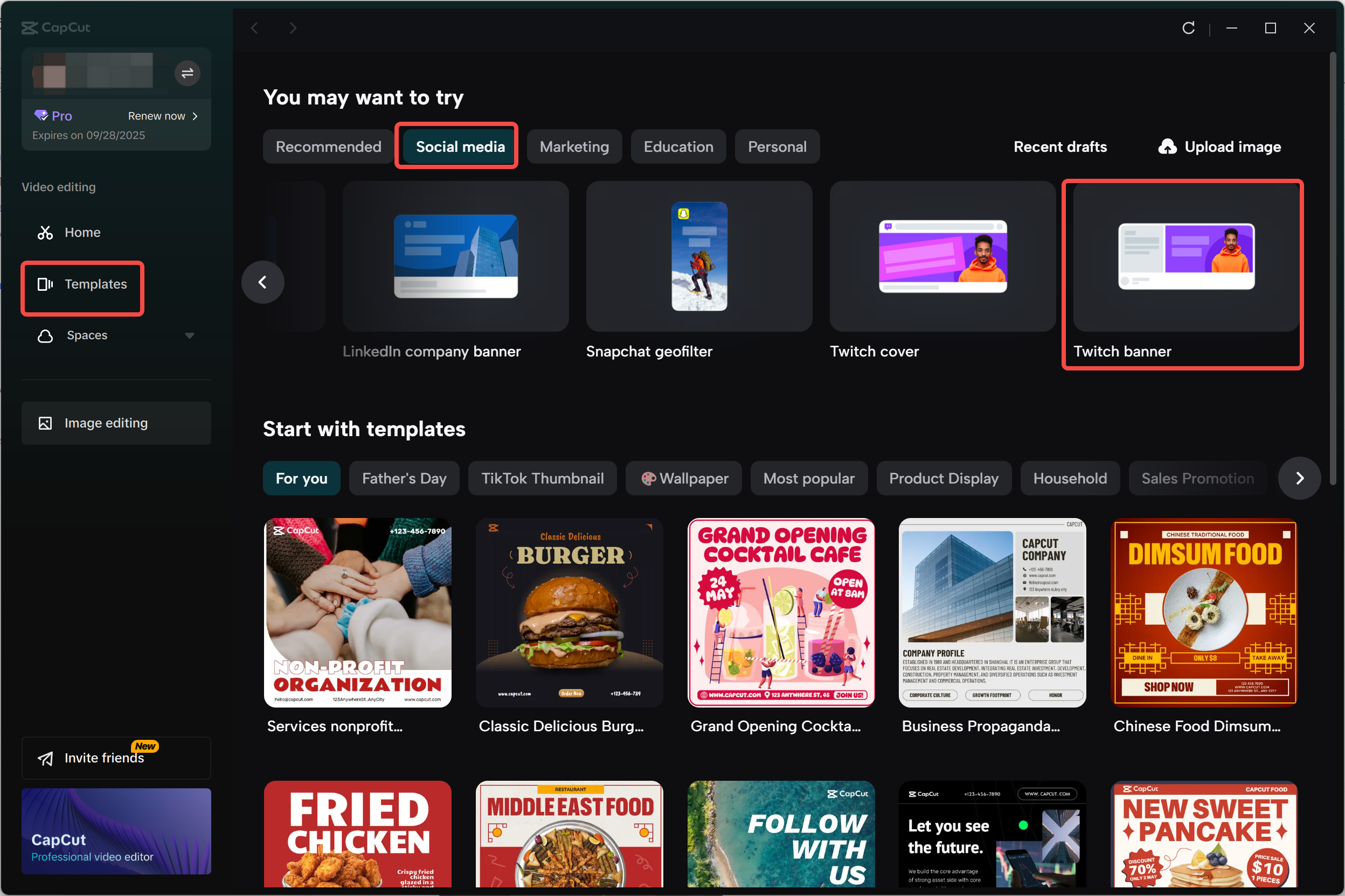 Enviando um banner do Twitch para o editor de vídeo de desktop CapCut
