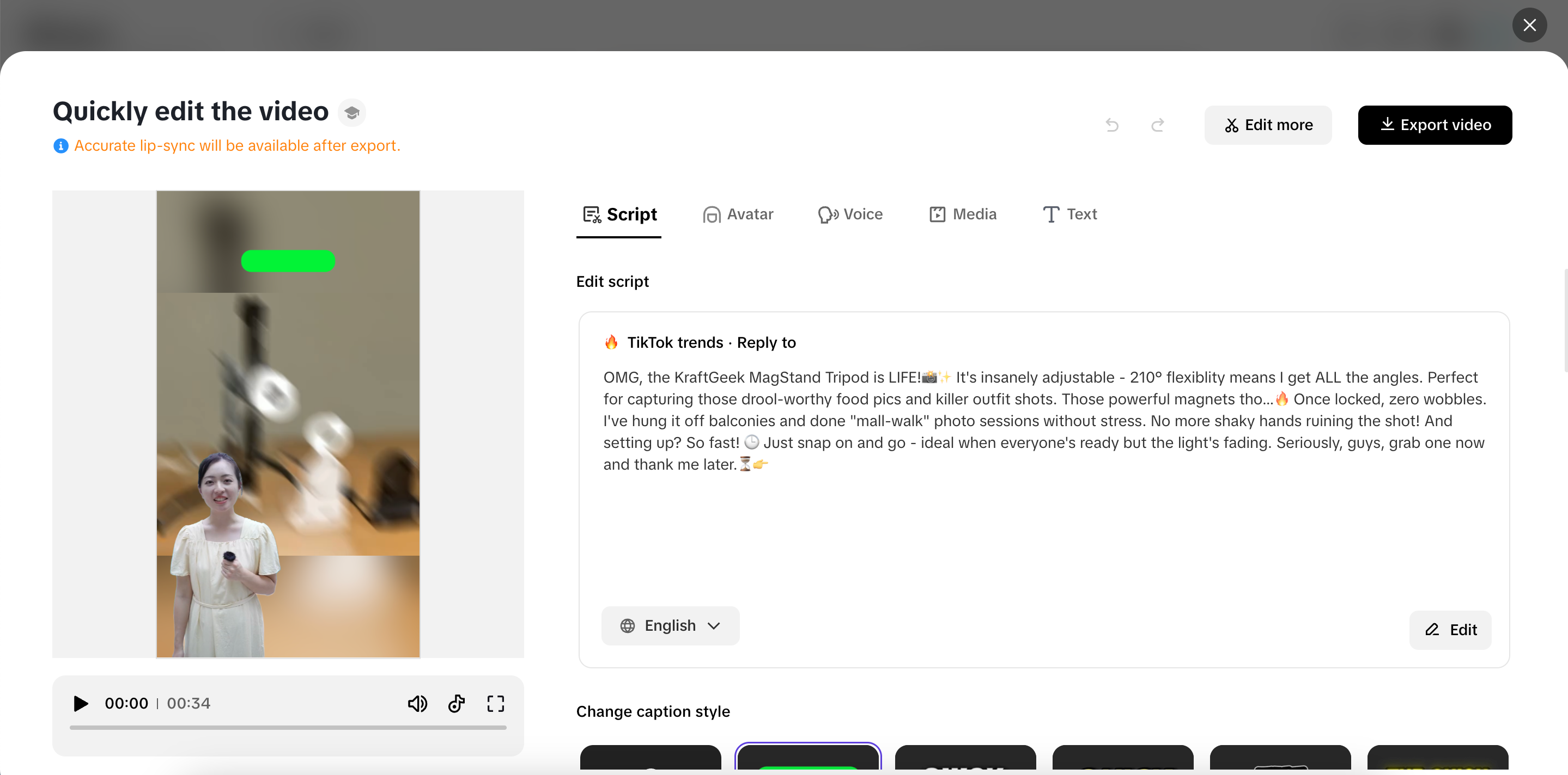 Edit your generated video