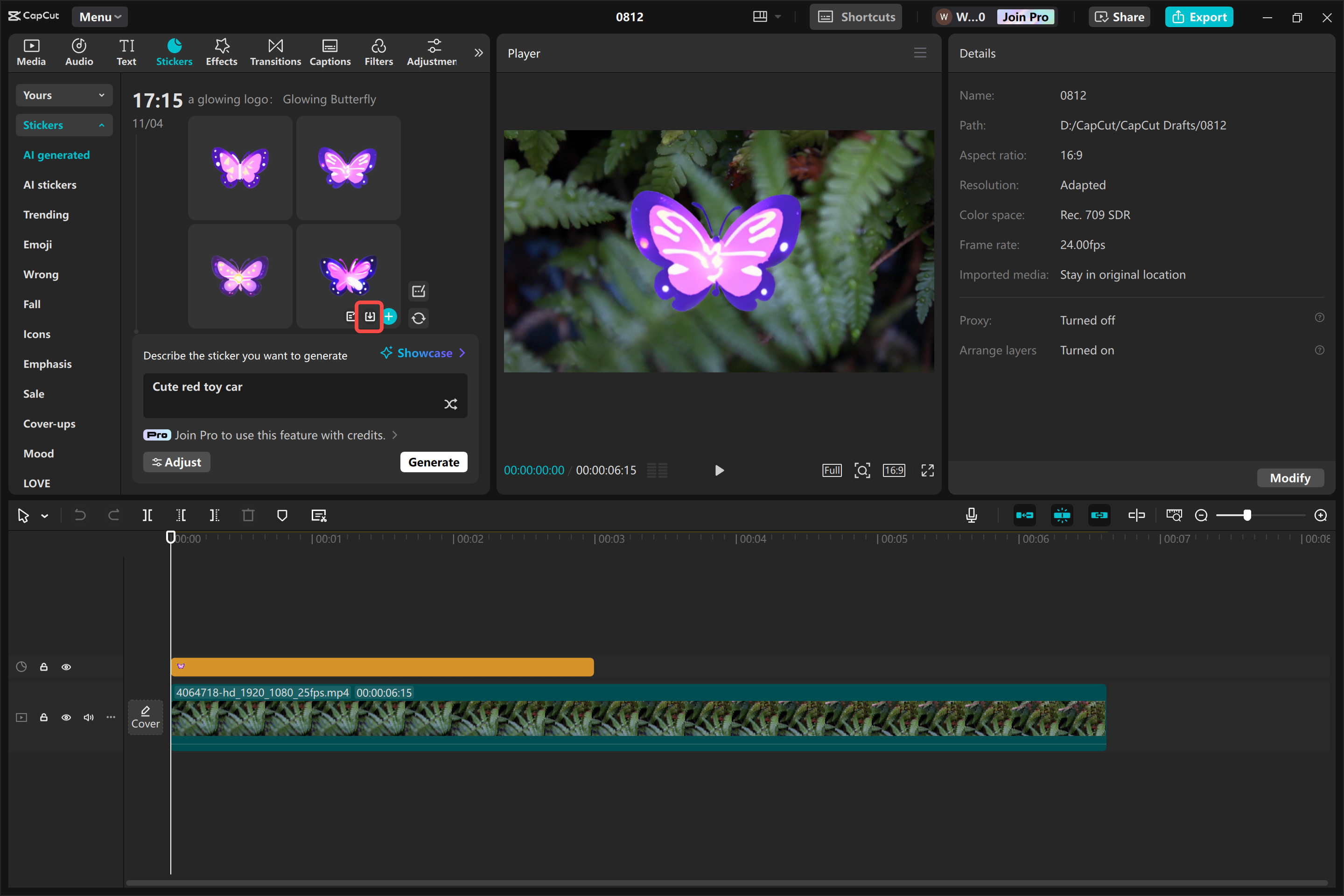 Laden Sie KI-Bilder aus dem CapCut Desktop-Video-Editor herunter