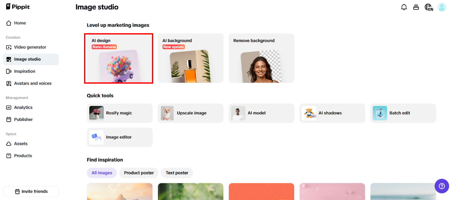 Navigate to the "AI design" section