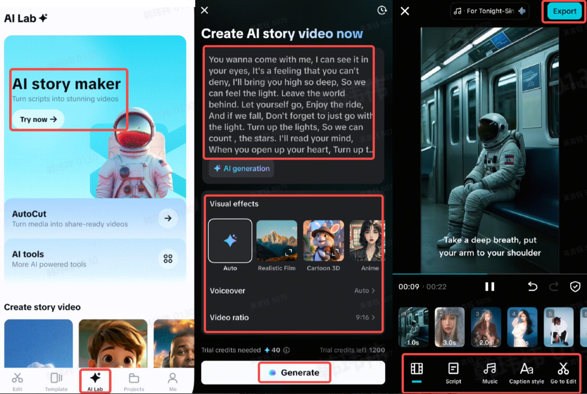 Imagen que muestra cómo usar los creadores de historias de IA para crear un video
