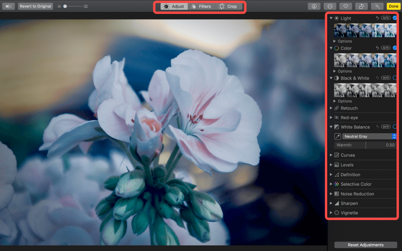 Editing image with Apple default photo editor
