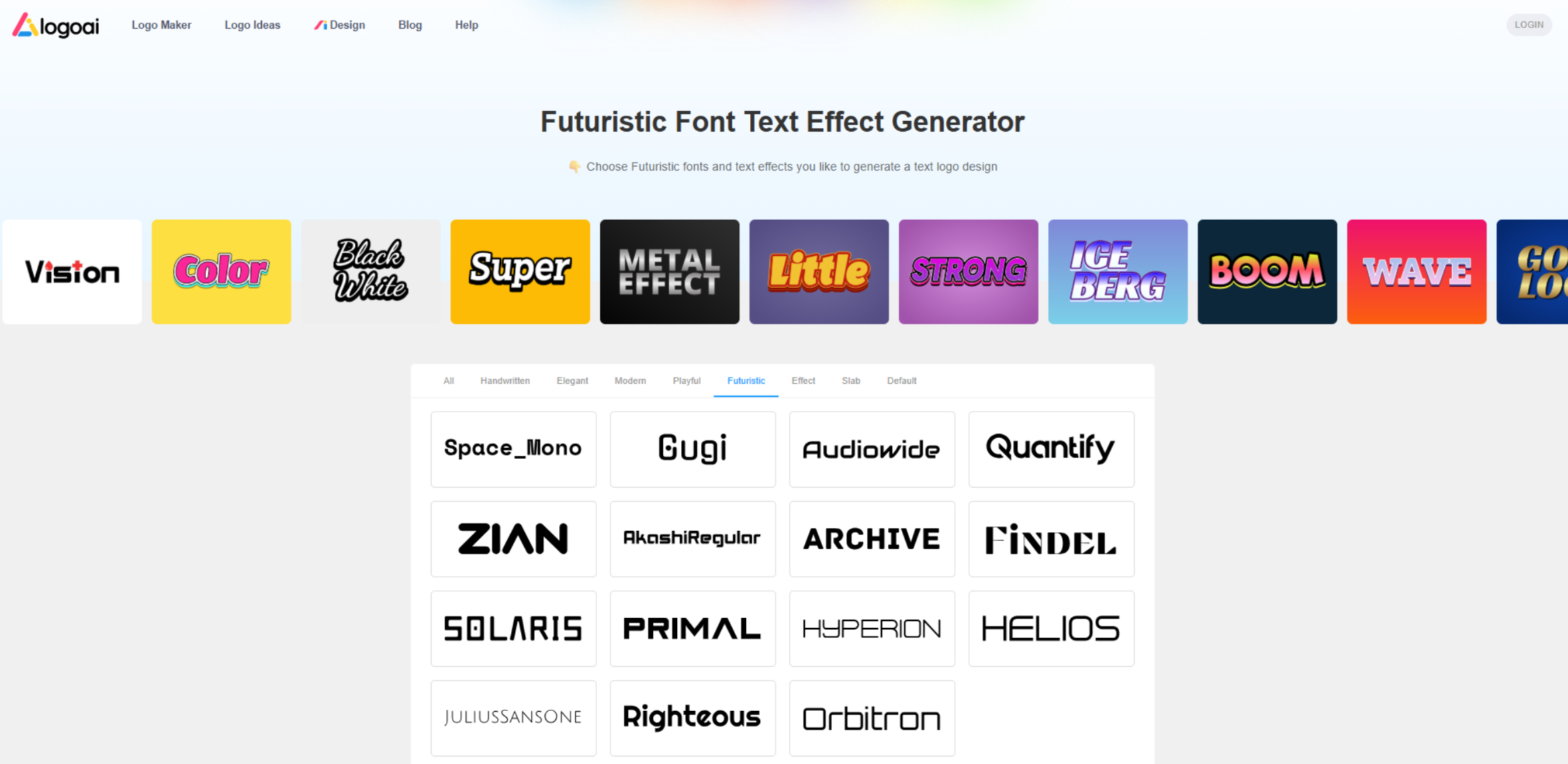 Interfaz de LogoAI - un buen generador de texto de IA