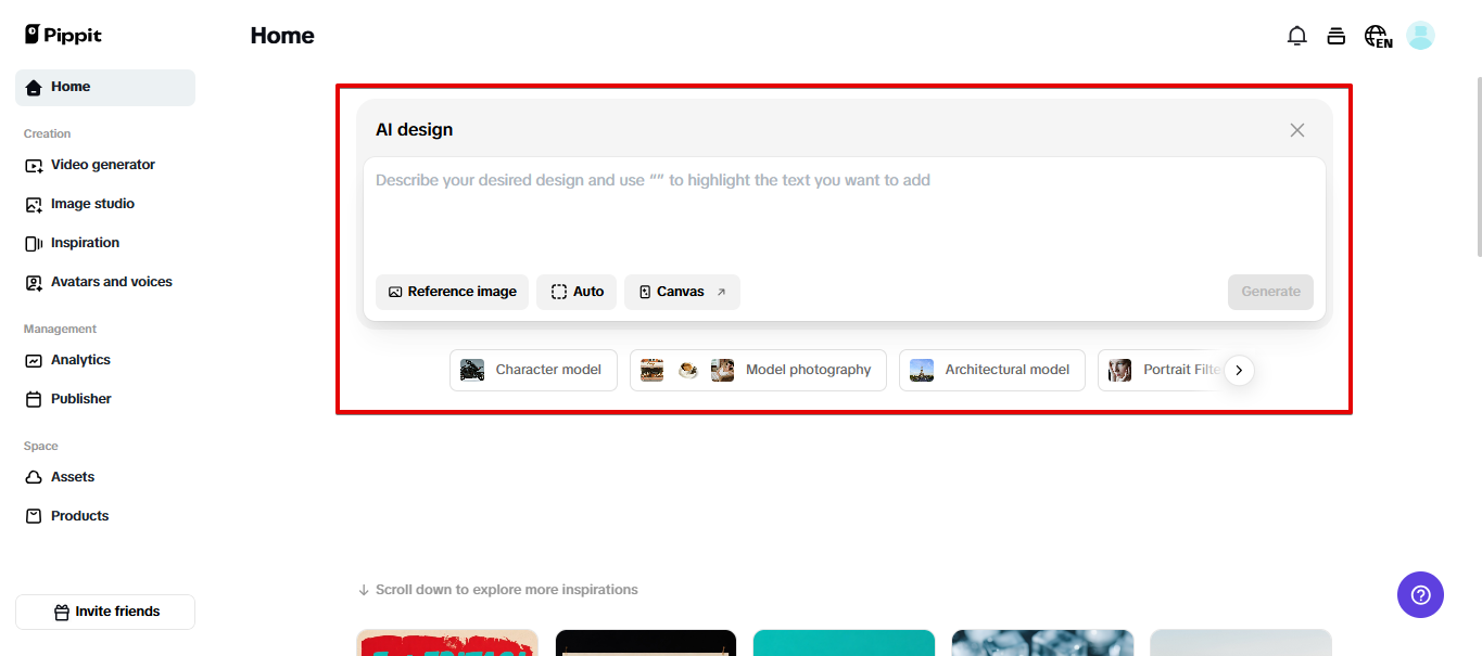 Alat desain AI dalam Pippit
