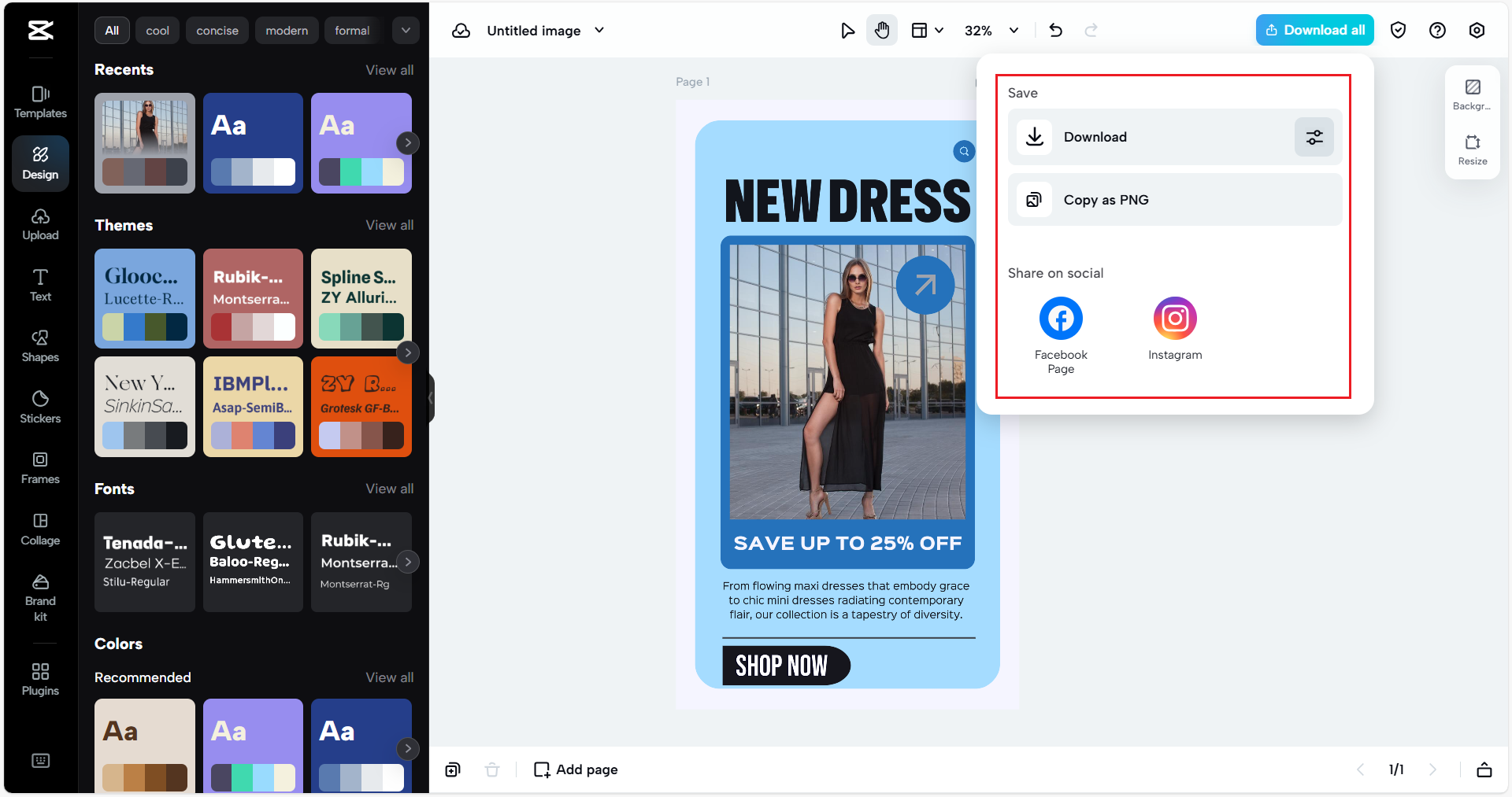 Etkileşimli reklamı CapCut Web dışa aktarma