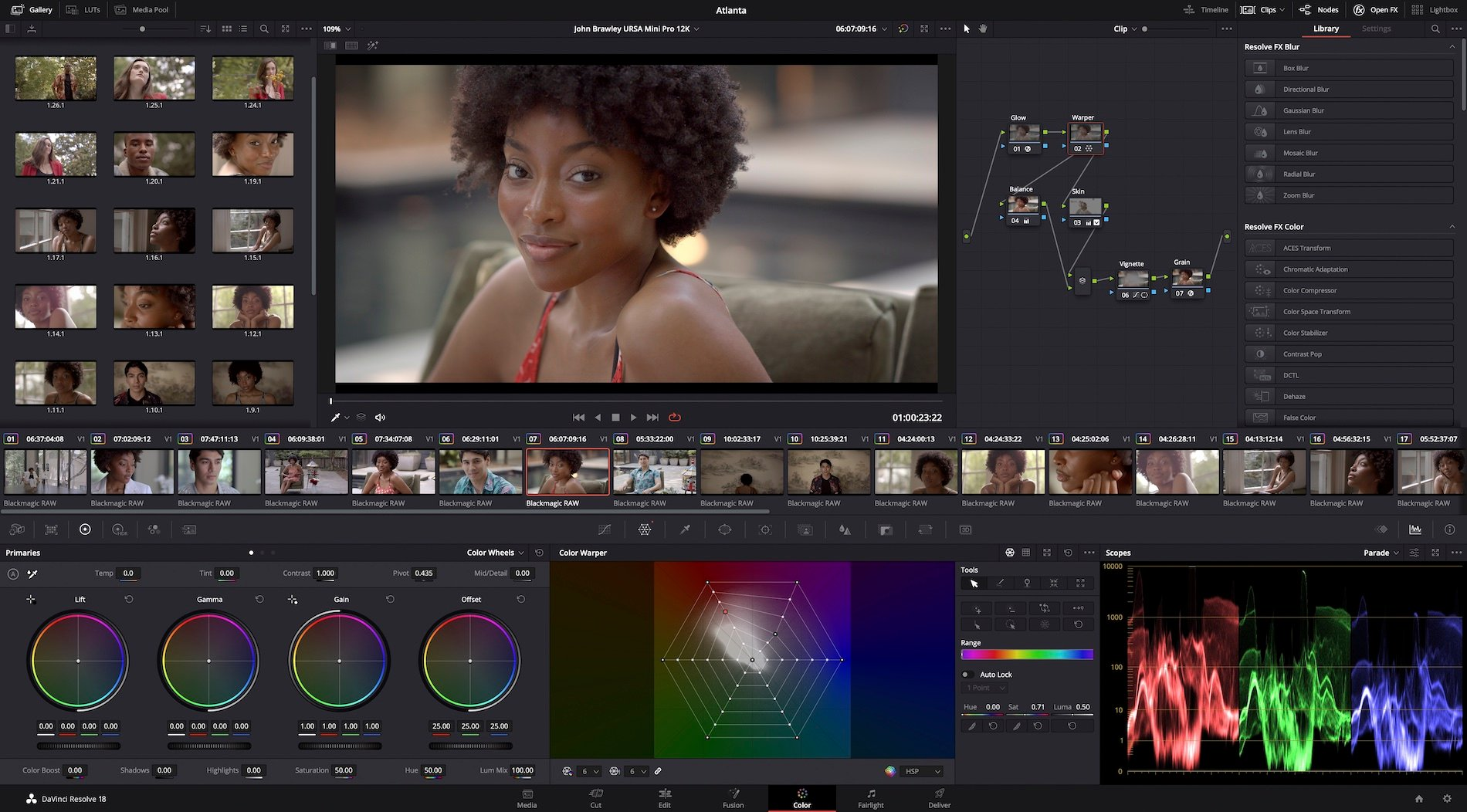 DaVinci Resolve 'un düzenleme arayüzünü gösteren resim