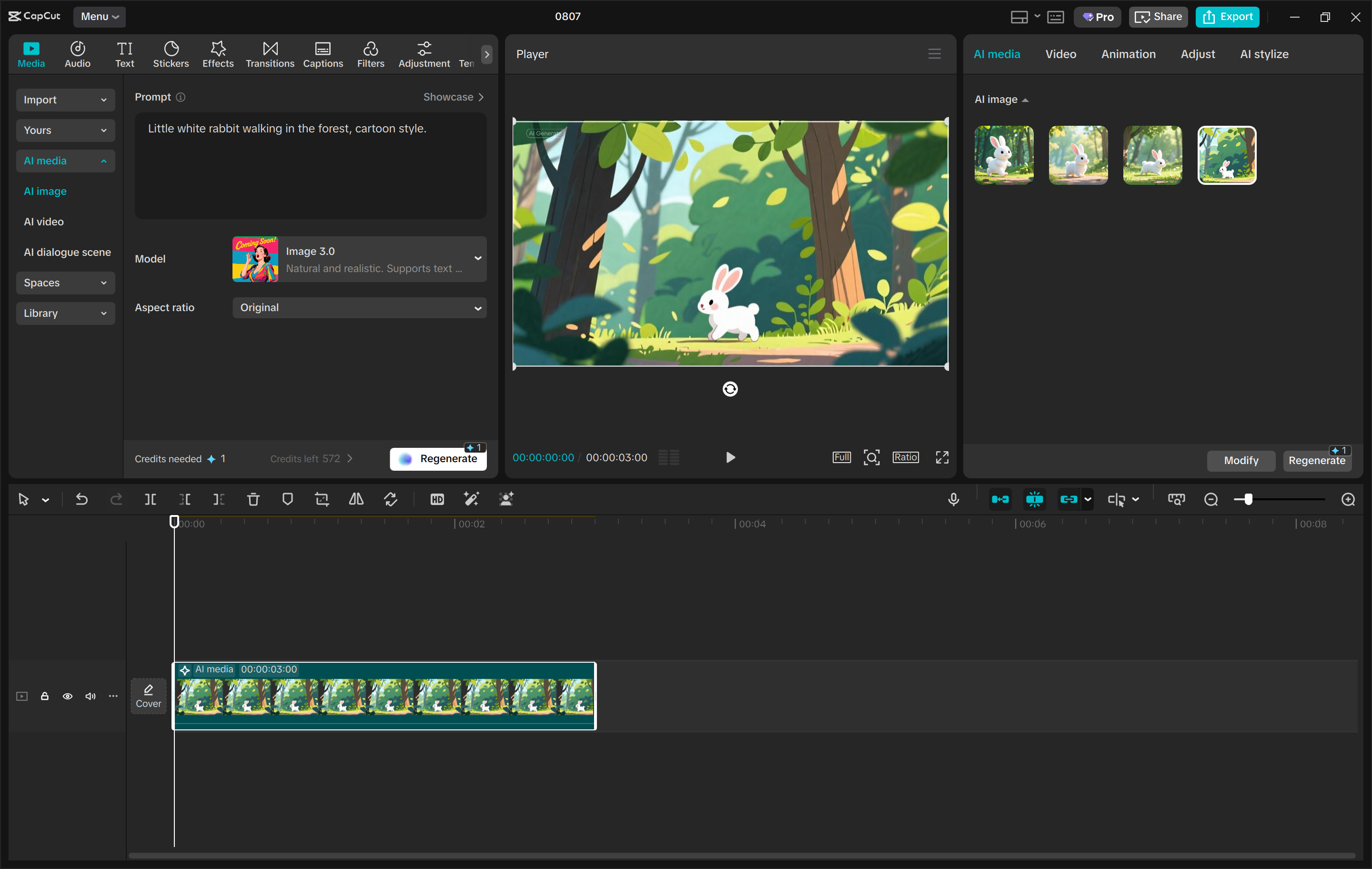 Interface of the CapCut desktop video editor - a faster way to generate images with AI