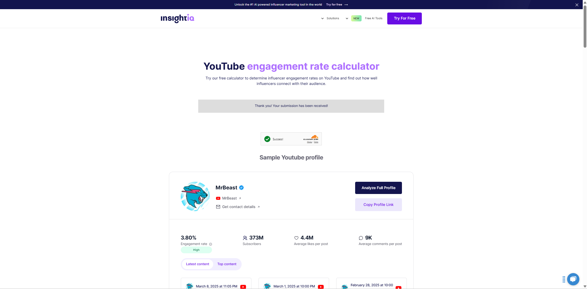 Giao diện của InsightIQ - cách tốt nhất để theo dõi mức độ tương tác ngắn của YouTube