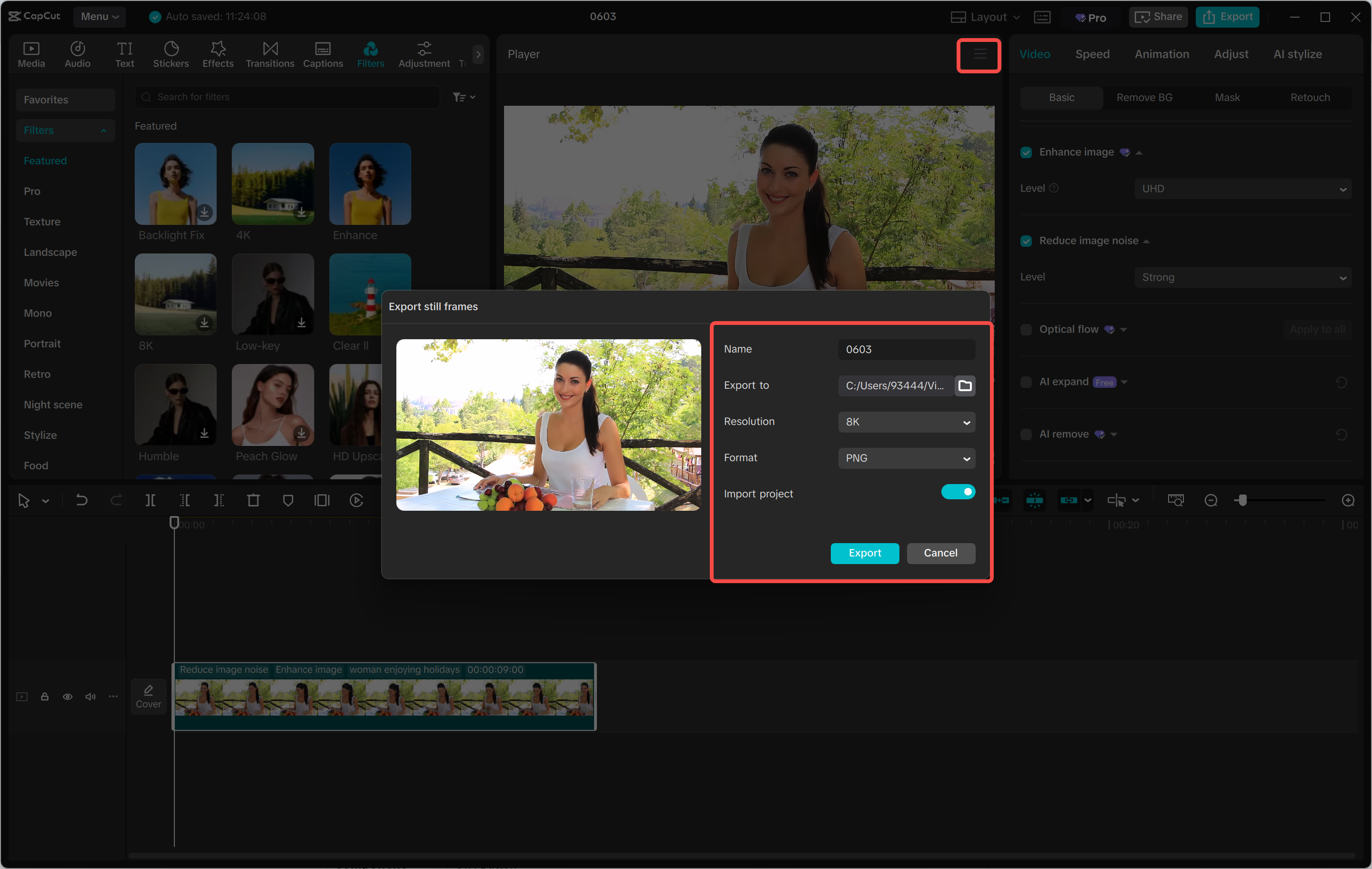 Exportieren eines Bildes aus dem CapCut Desktop-Video-Editor