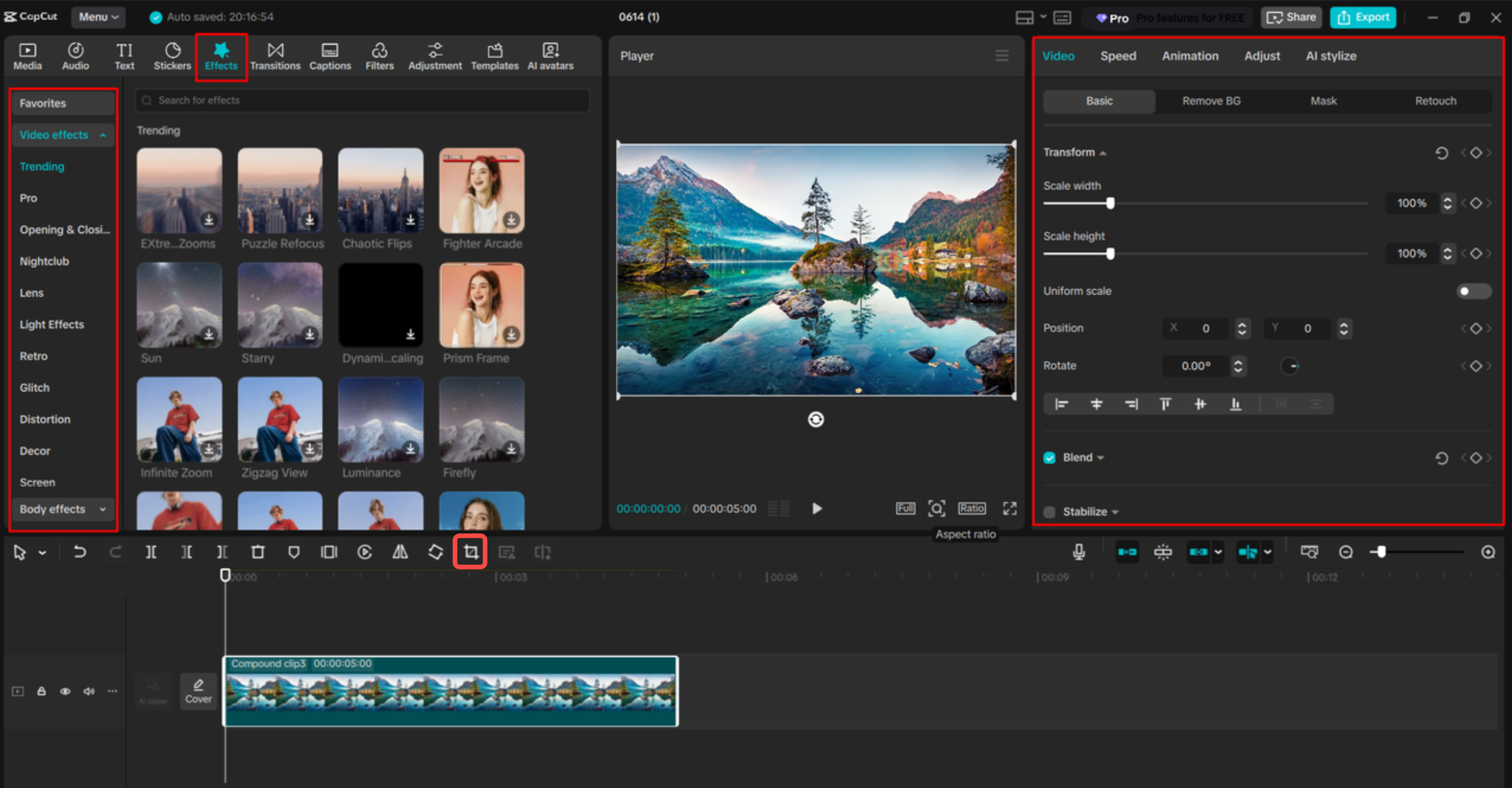 Chỉnh sửa và thay đổi kích thước video trong trình CapCut chỉnh sửa video trên máy tính để bàn