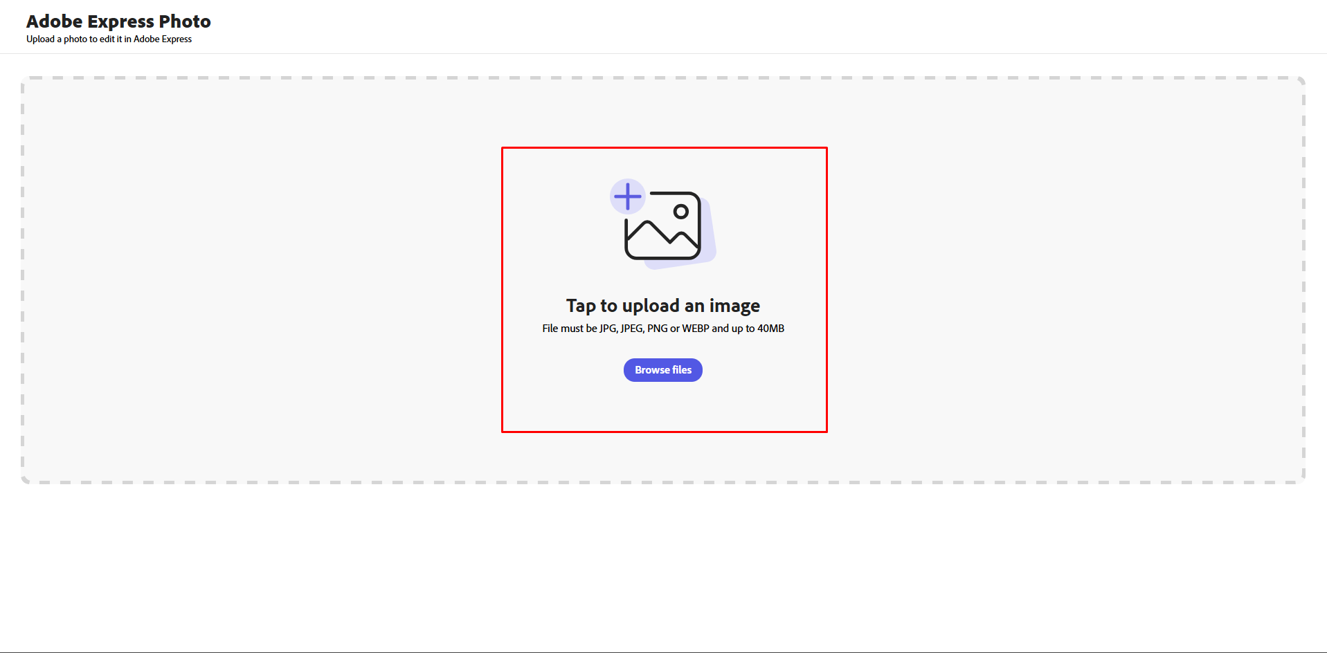 Uploading an image to Adobe online photo editor