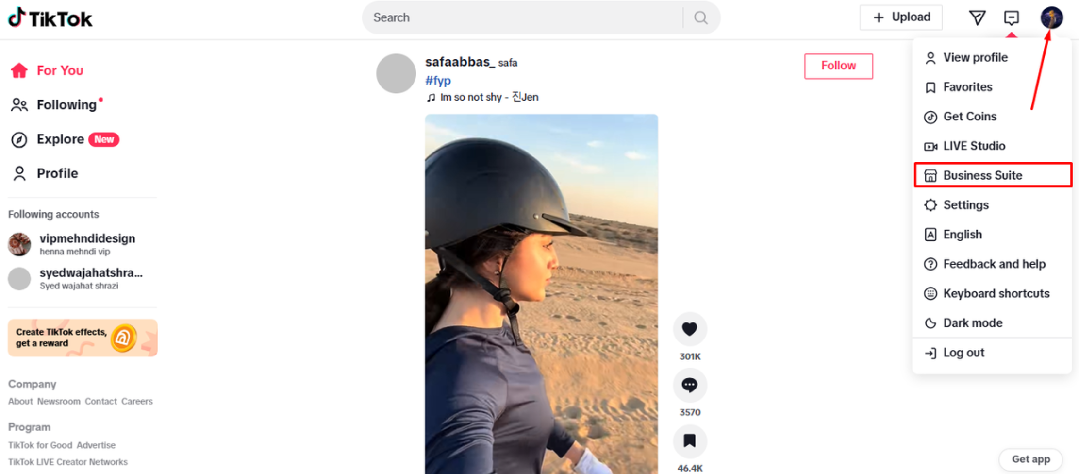 TikTok 'ta takipçi analizlerini kontrol etmek için Business Suite' e erişme