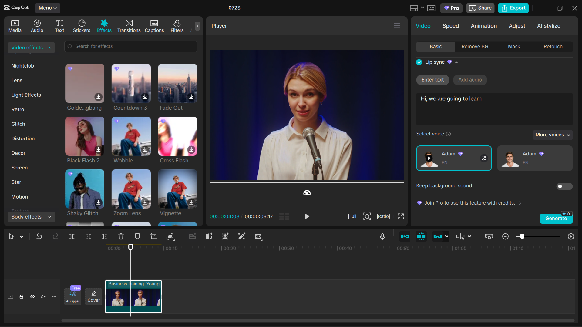 Editing interface of CapCut desktop video editor - best AI lip sync app