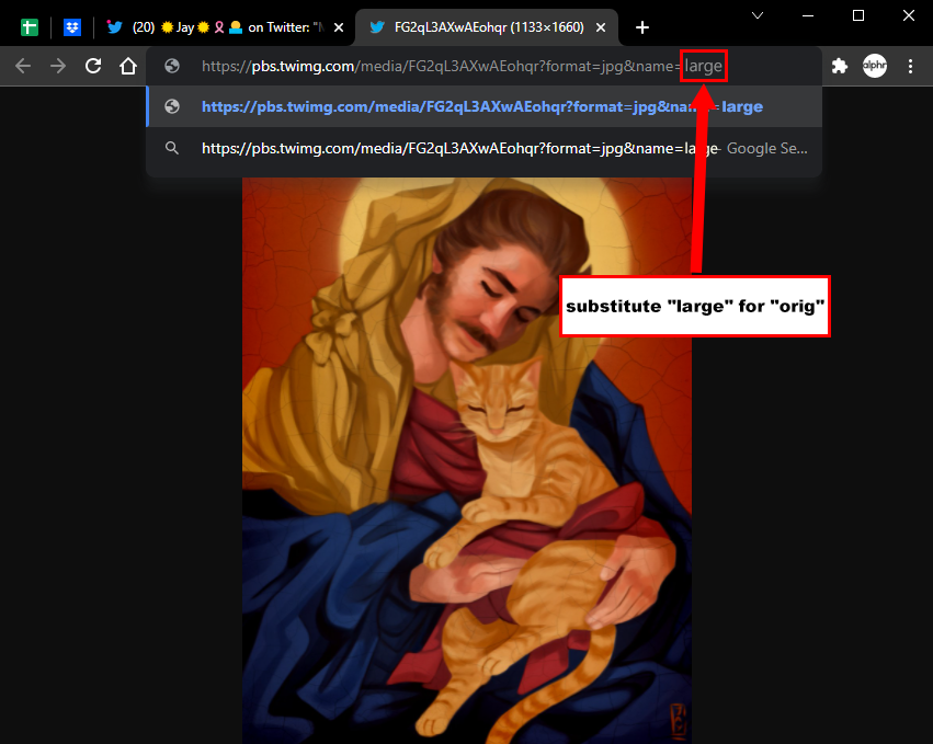 Modifica l'URL dell'immagine