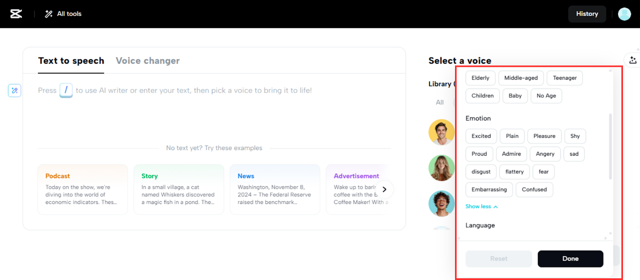 Select a voice