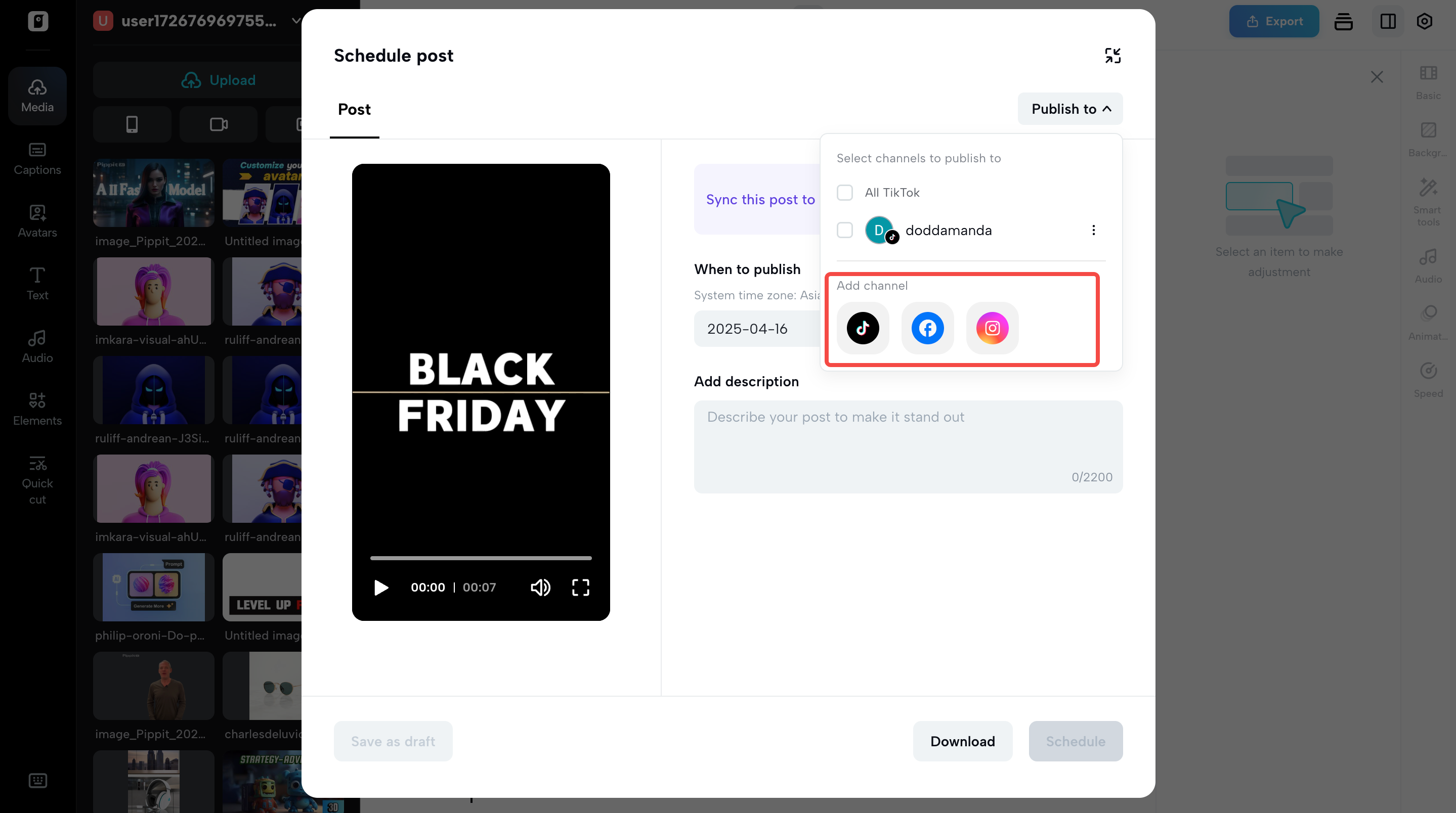 One-click export and multi-platform sharing