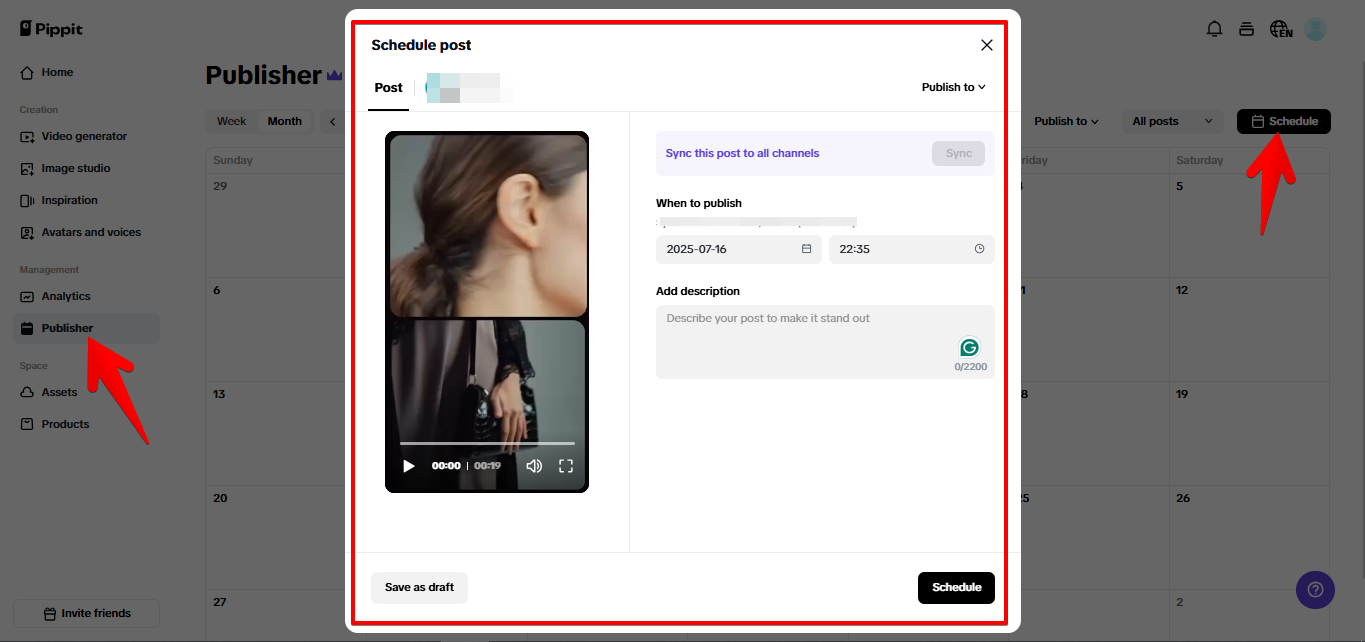Publishing content to Instagram through Pippit