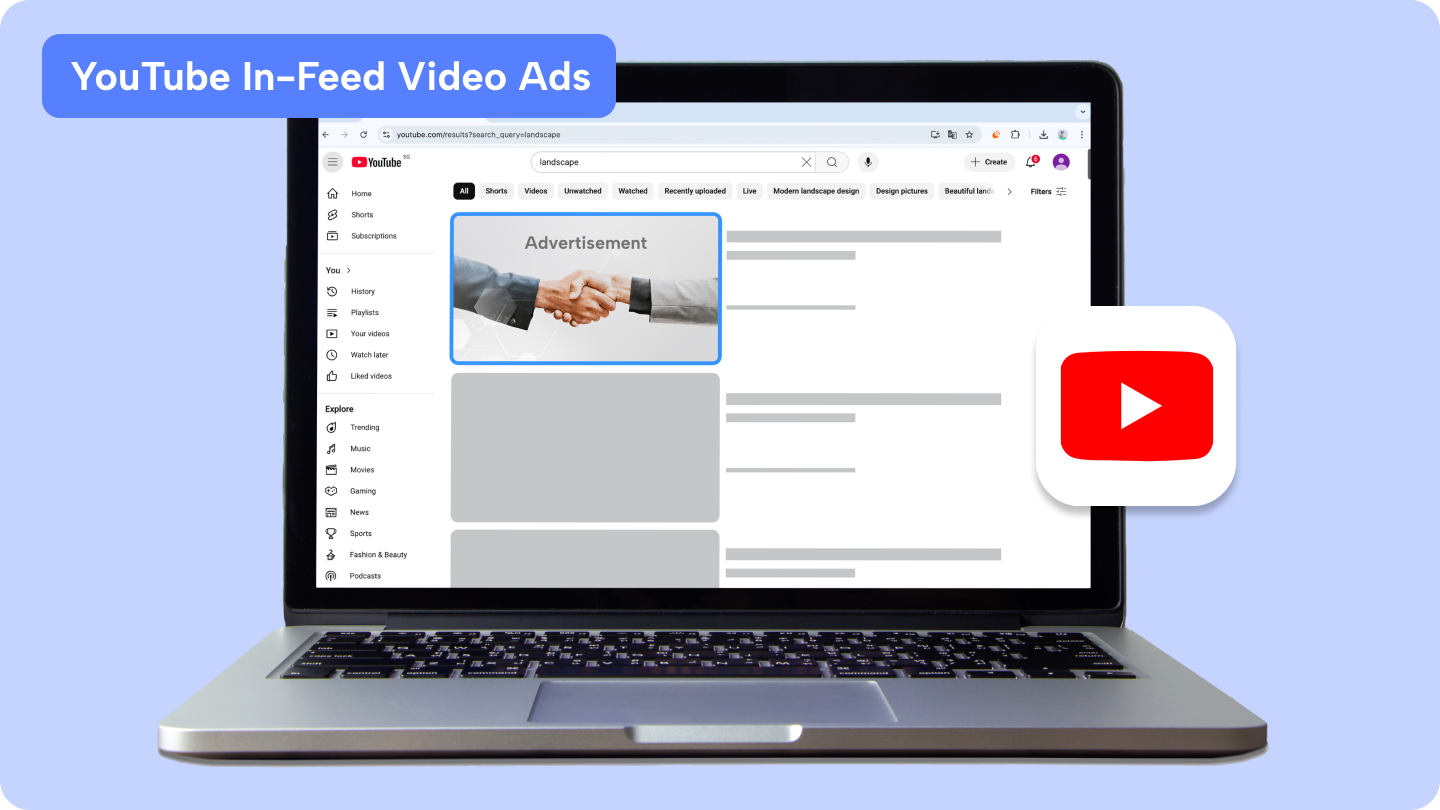 YouTube dans les annonces de flux