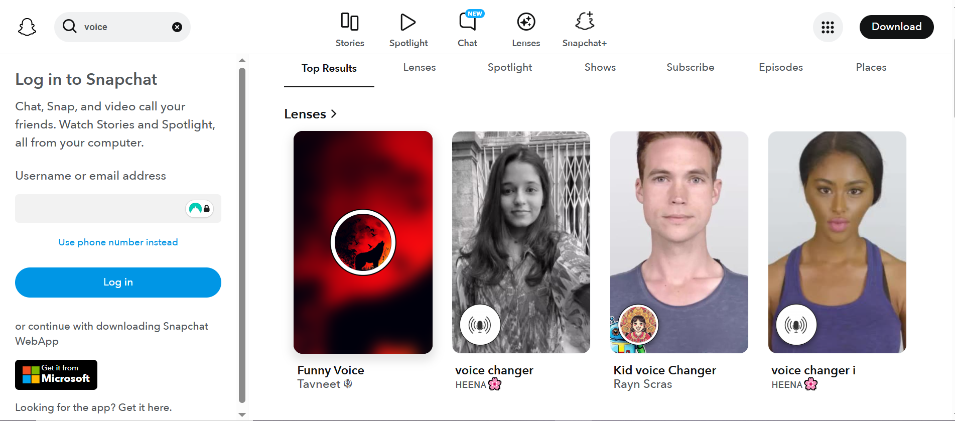 Interface of SnapCat voice changer on PC
