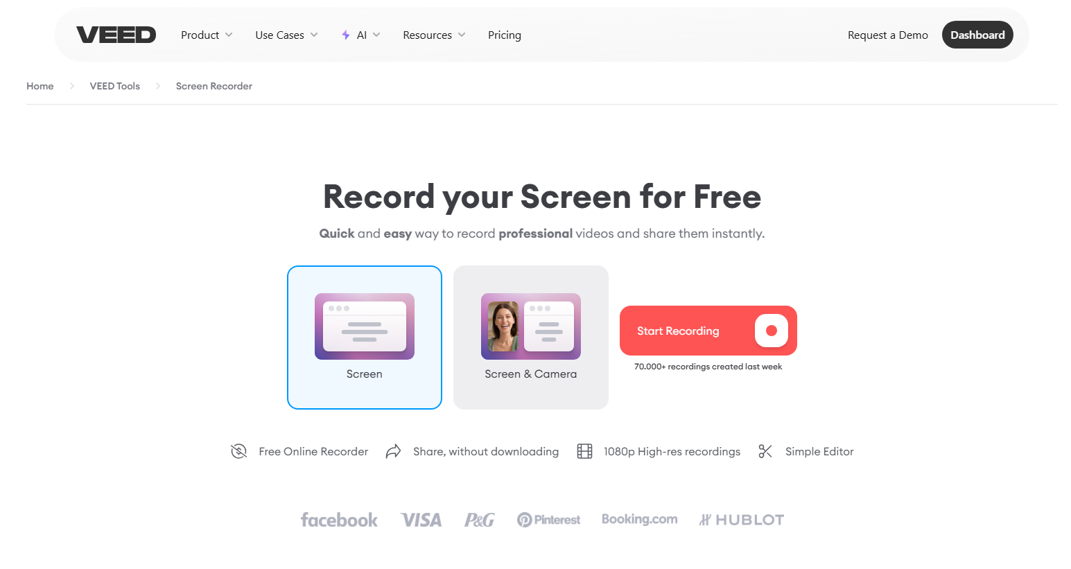 Veed.io interfaccia