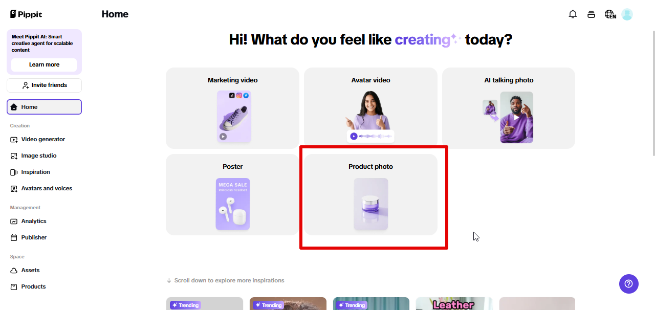 Pippit product photo tool