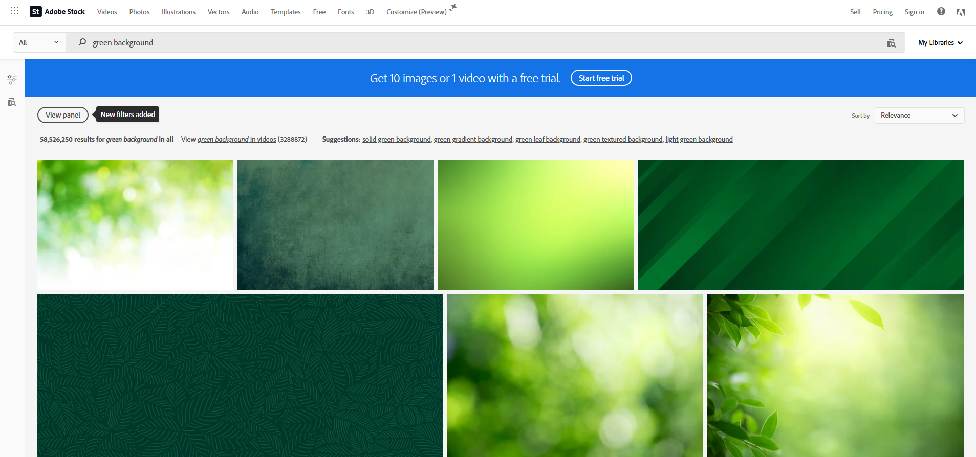 Giao diện Adobe Stock