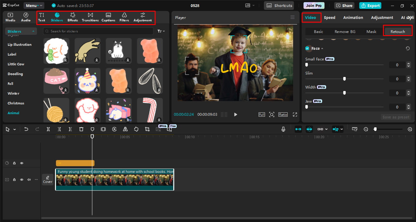 Chỉnh sửa hình ảnh vui nhộn bằng các công cụ nâng cao trong CapCut trình chỉnh sửa video trên máy tính để bàn
