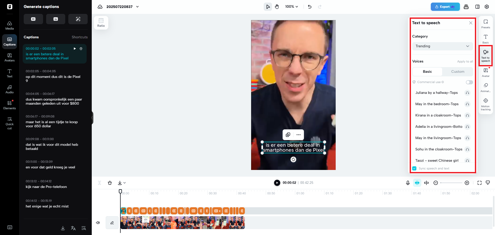 Access the text-to-speech feature