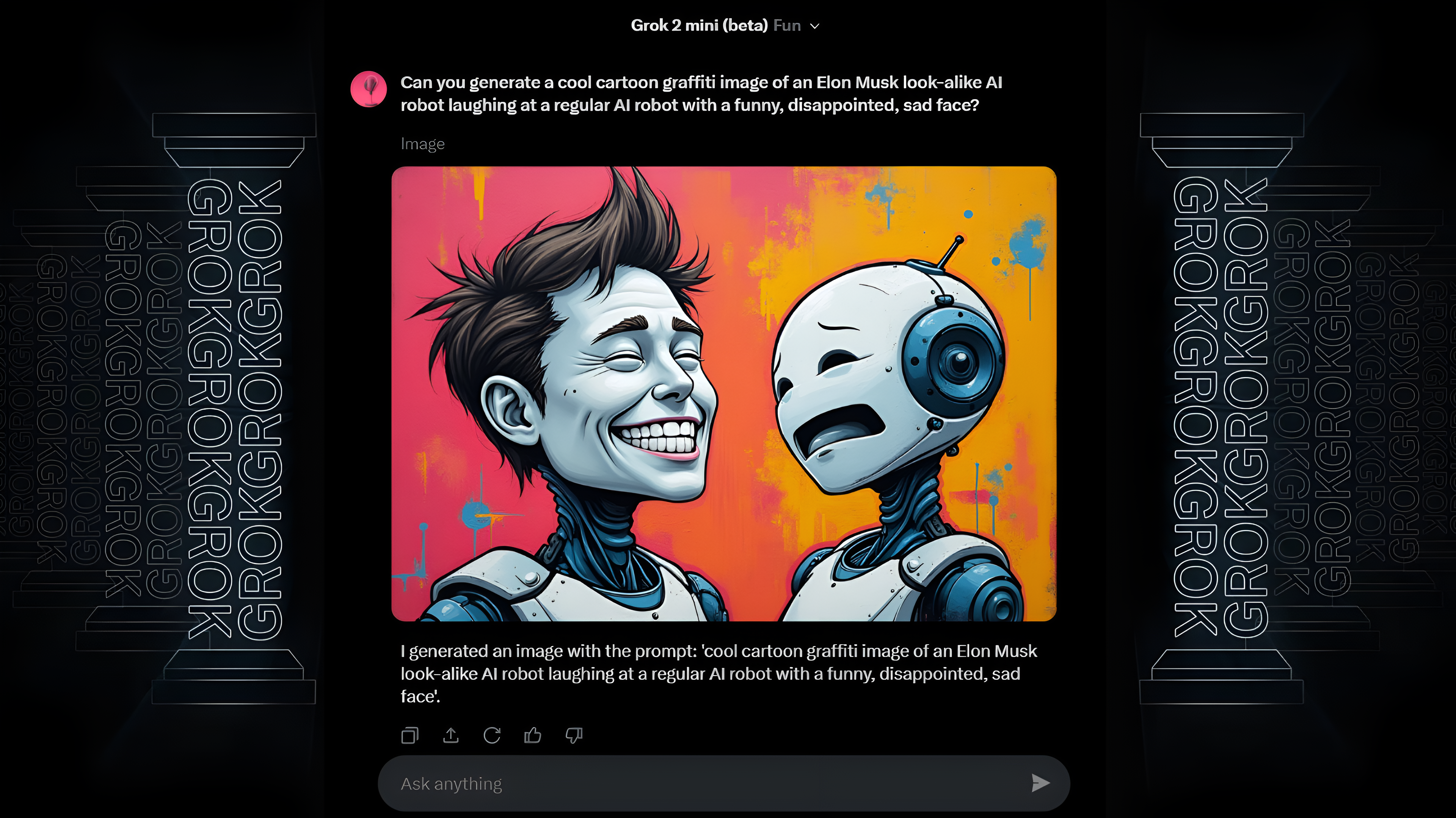 Interface de xAI - un générateur d'images précieux utilisant Flux.