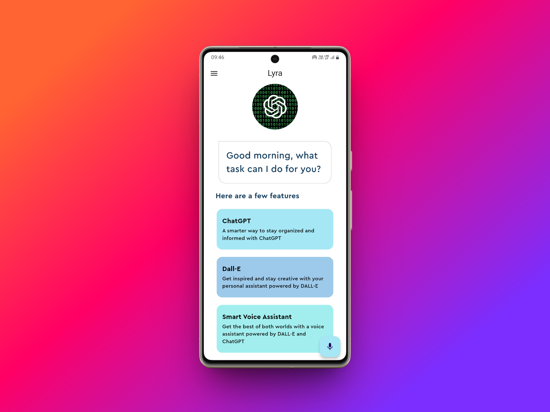 Lyra AI app's dashboard interface