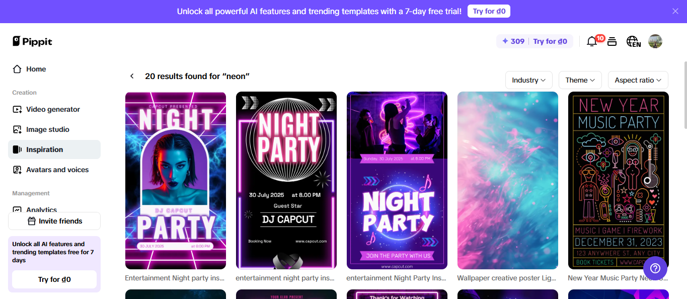 Neon design template