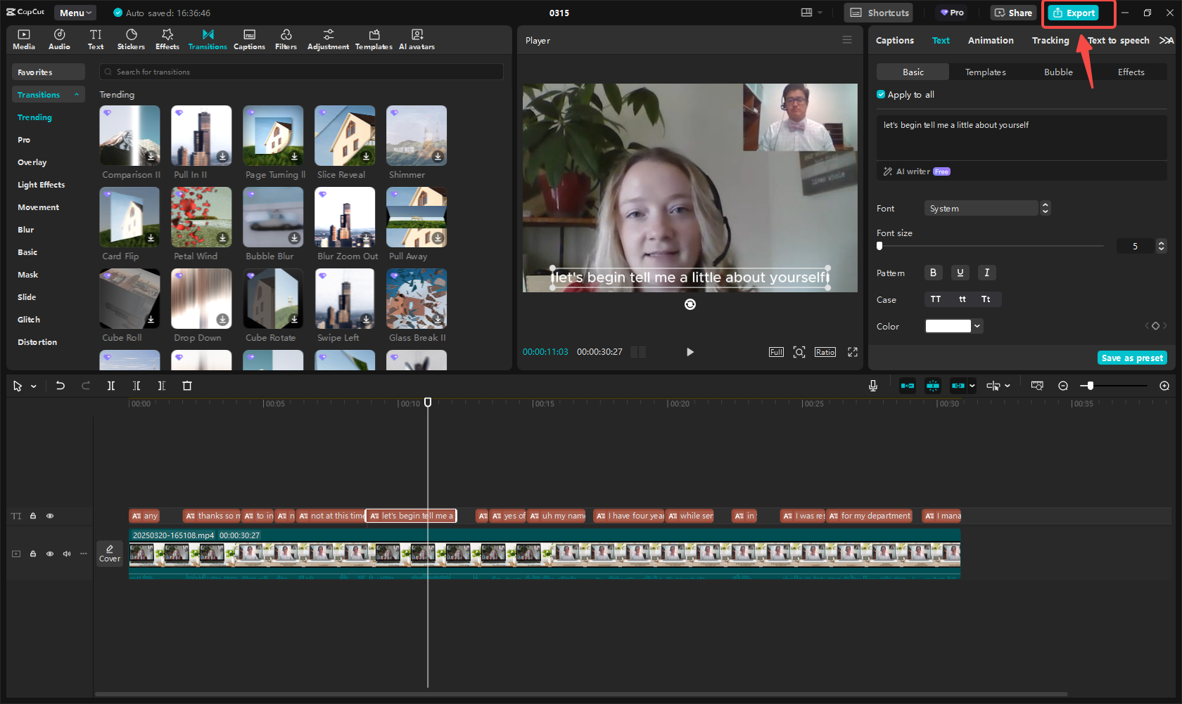 Export & share the recording