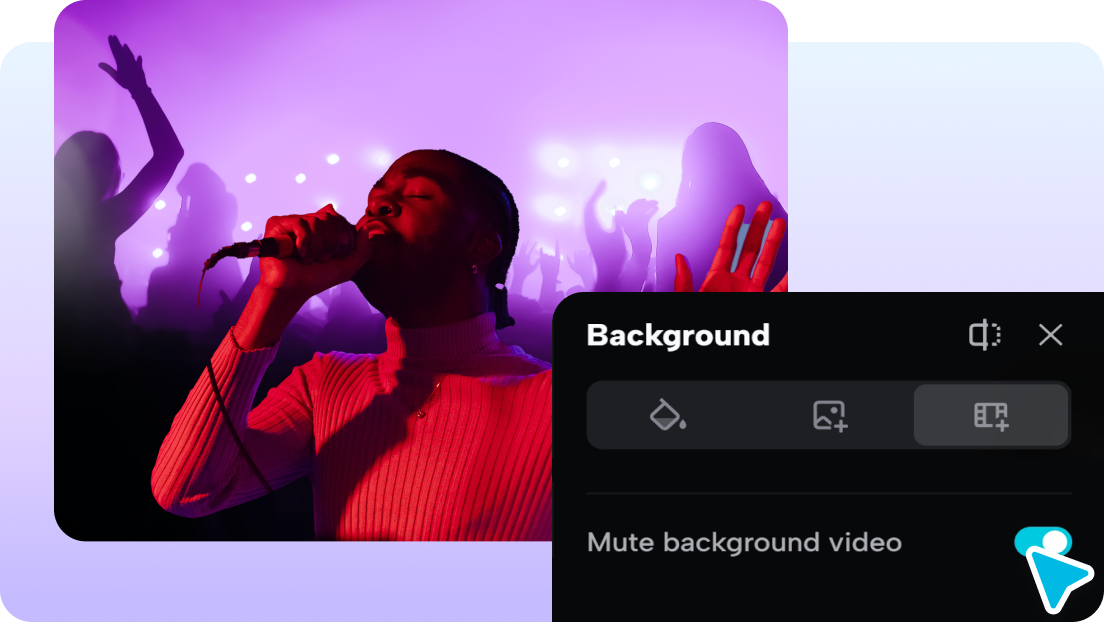 Video background changer for background mutting