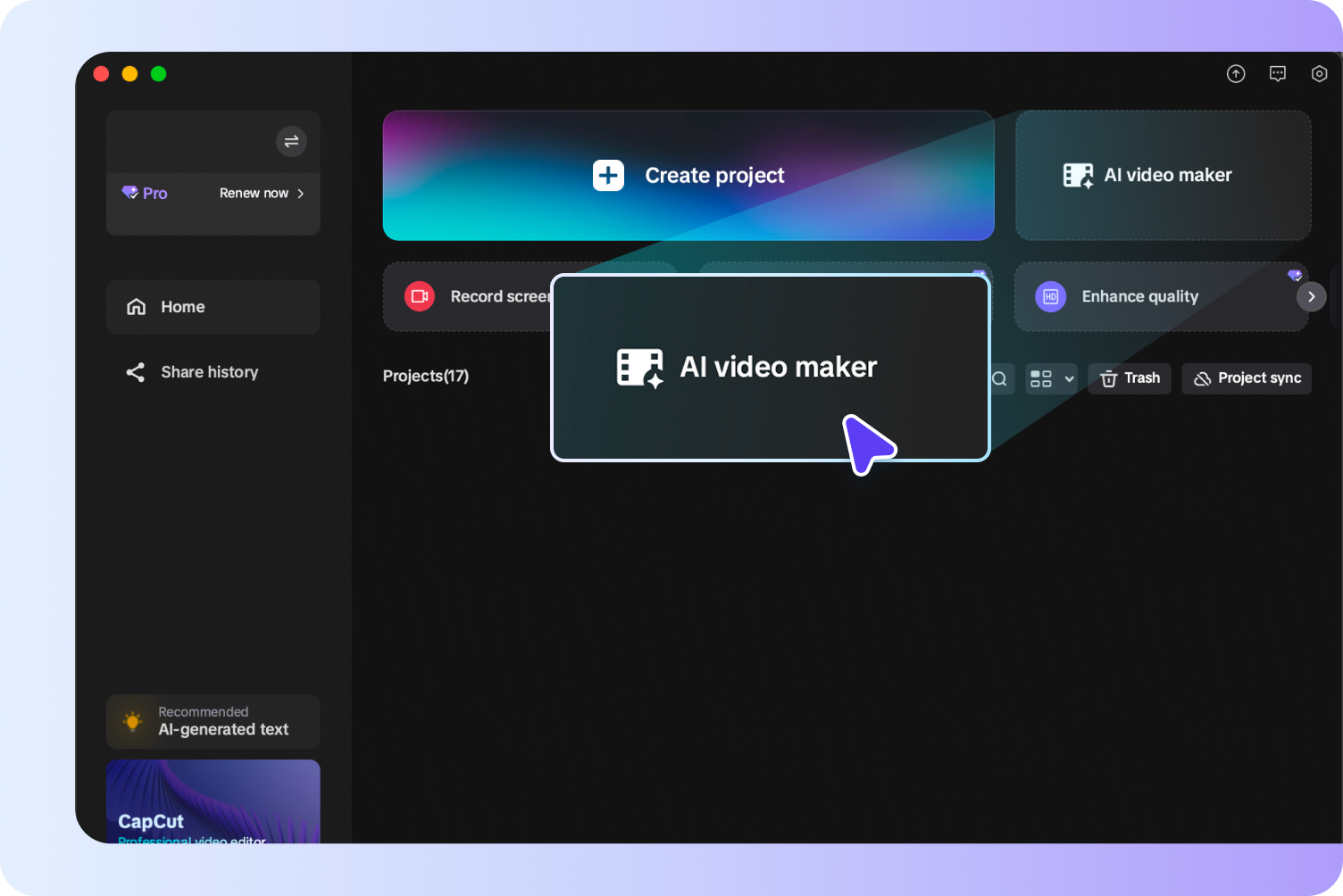  Accessing CapCut's free AI video generator