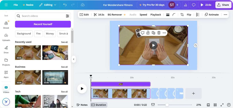 Embedding the video in Canva