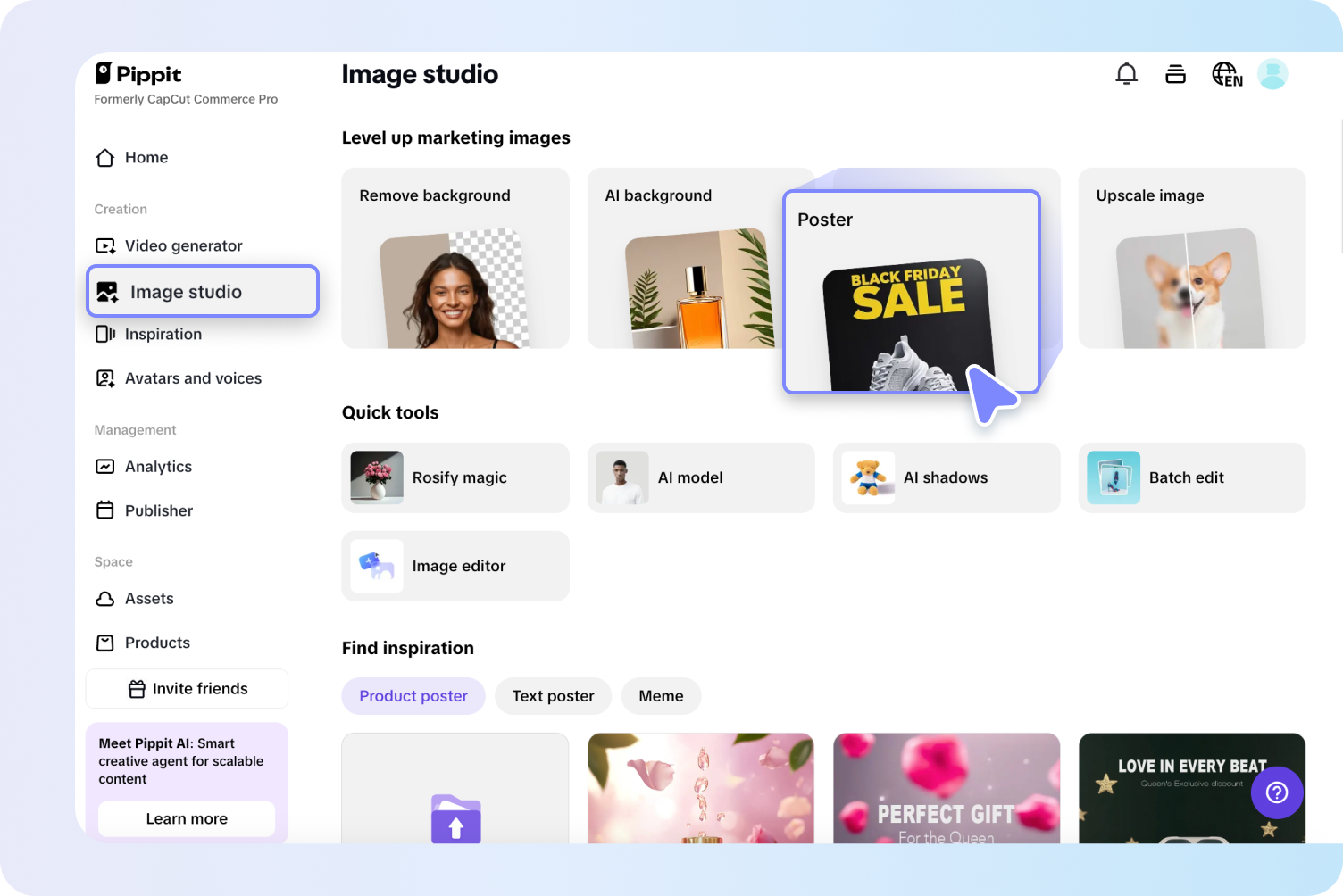 Image studio interface