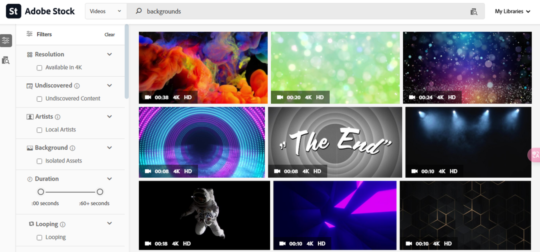 Background videos on Adobe Stock