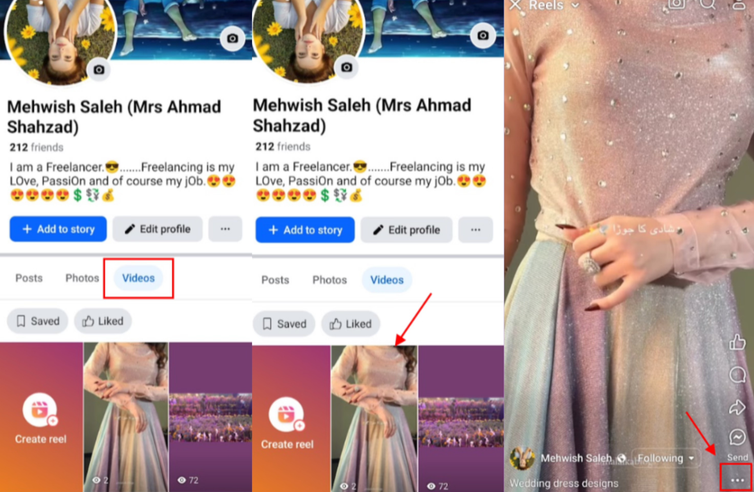 Membuka menu edit menggunakan opsi tiga titik