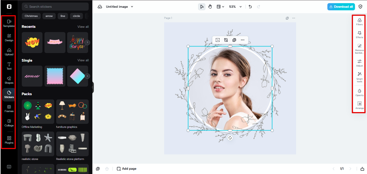 Pippit image editing space
