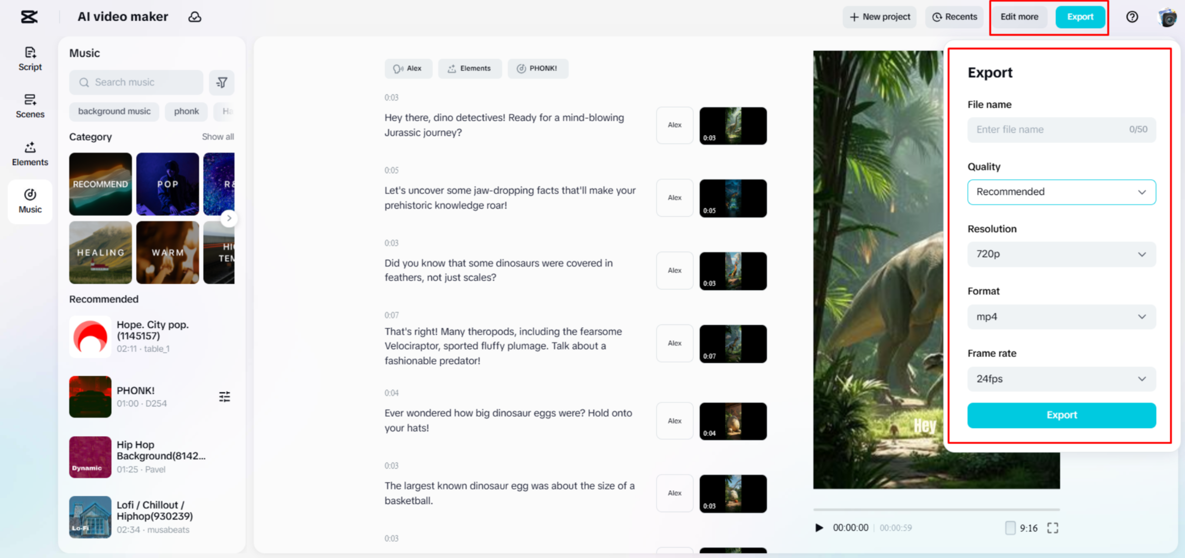 Exportar un video desde CapCut Web