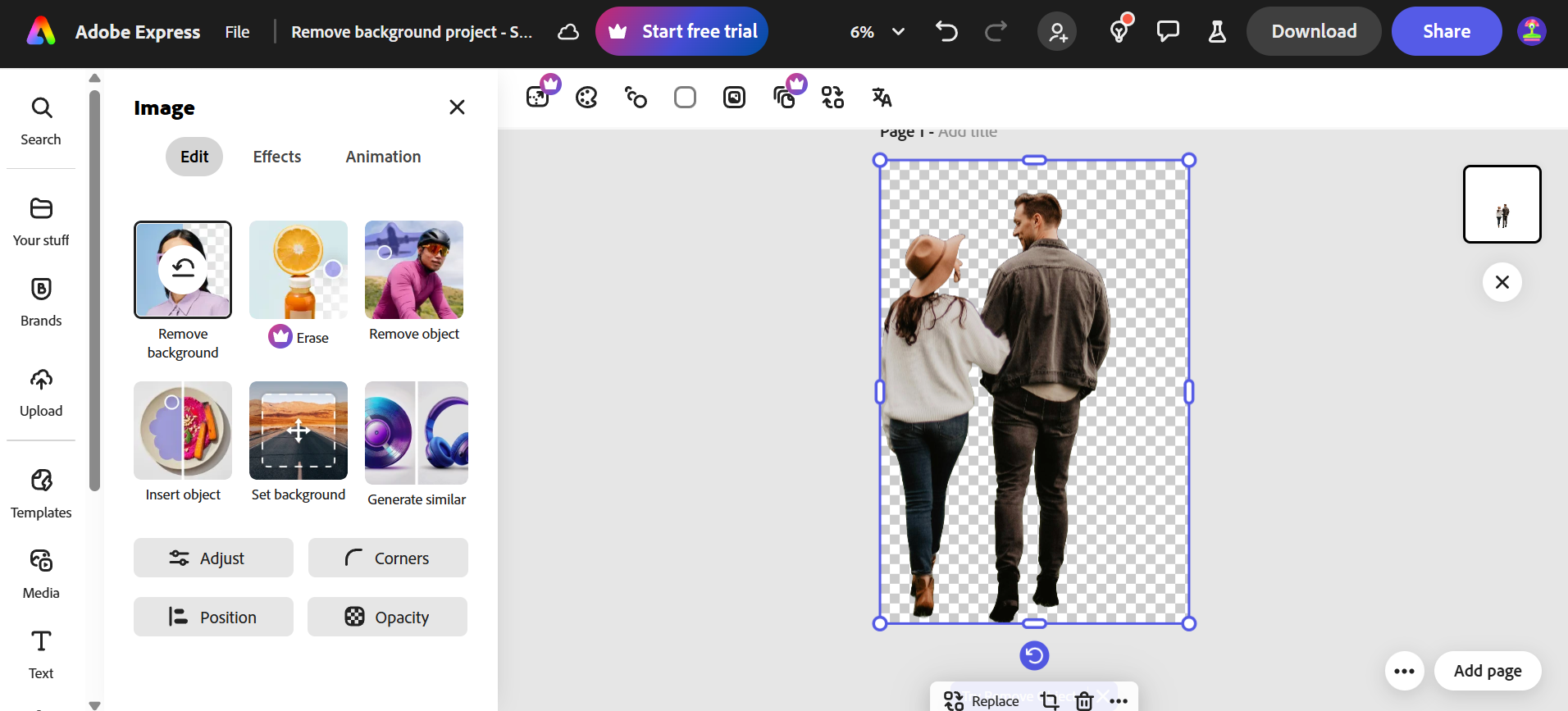 Removedor de fundo do Adobe Express