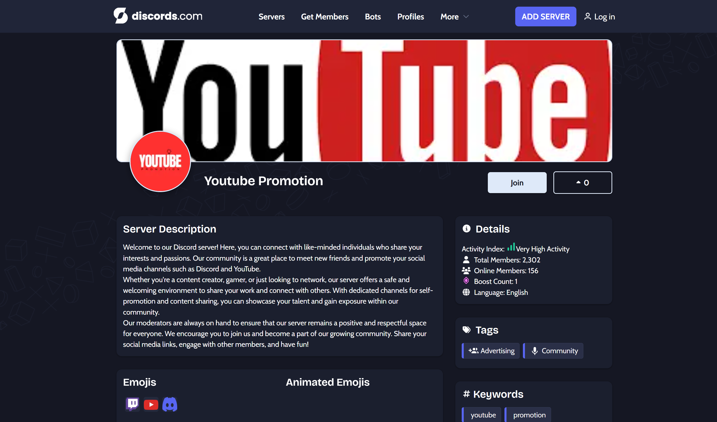 YouTube 광고 Discord 서버를 무료로 사용할 수 있습니다.