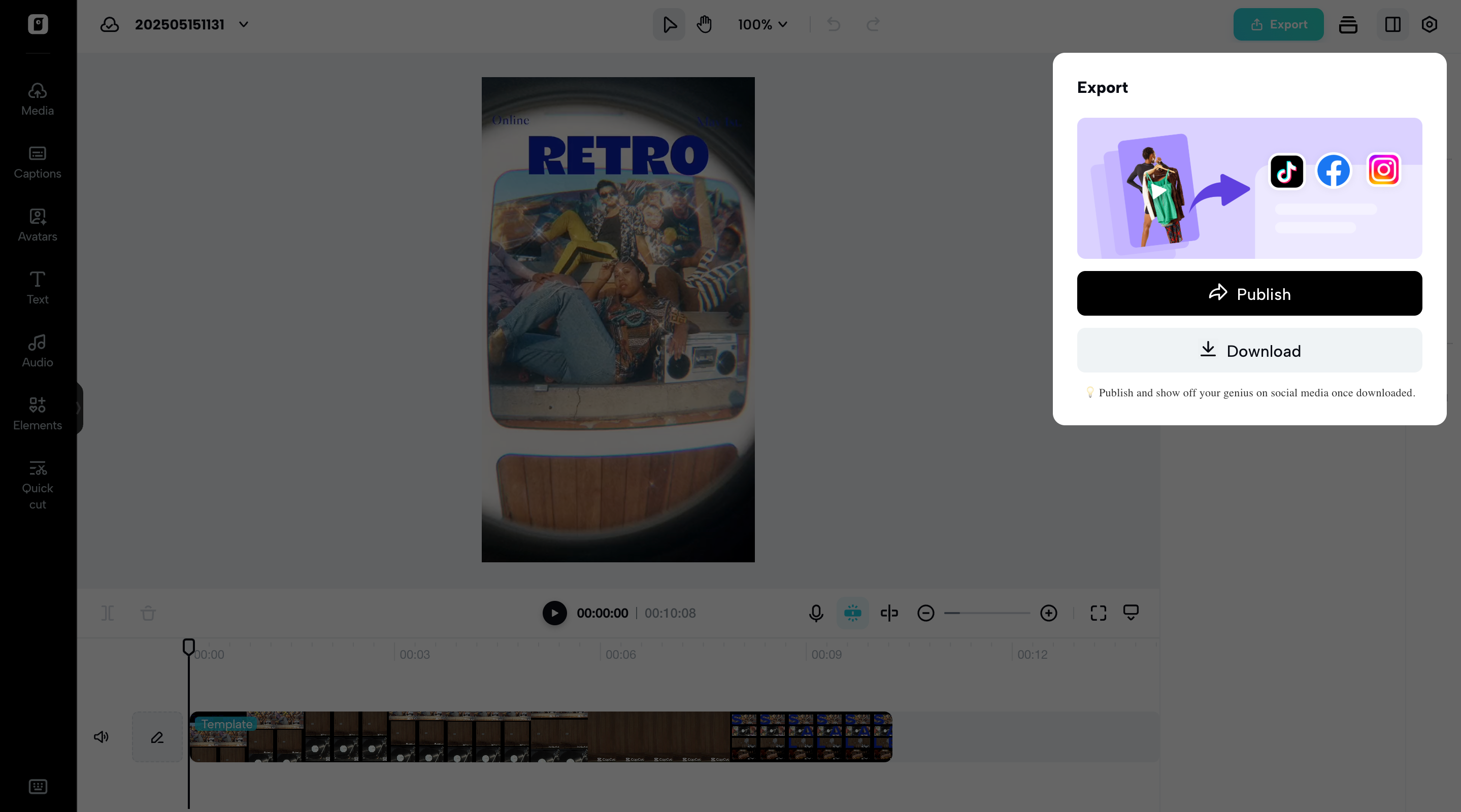 One-click export