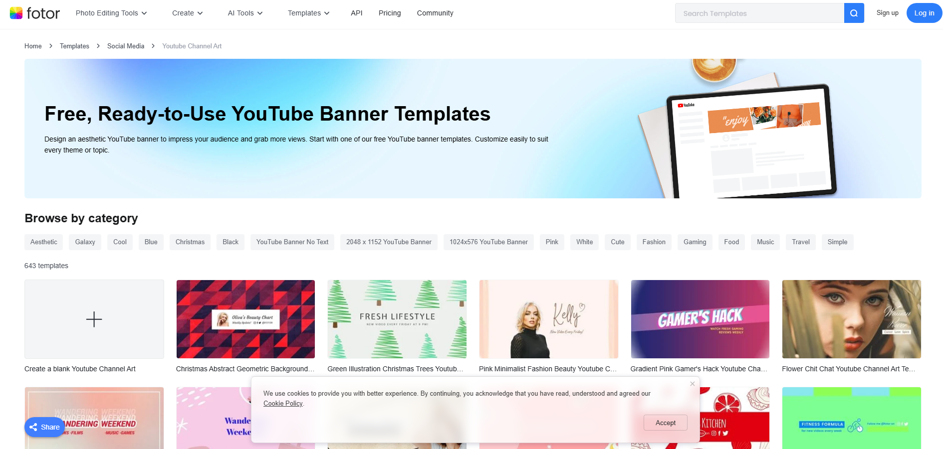 Fotor YouTube gaming banner template