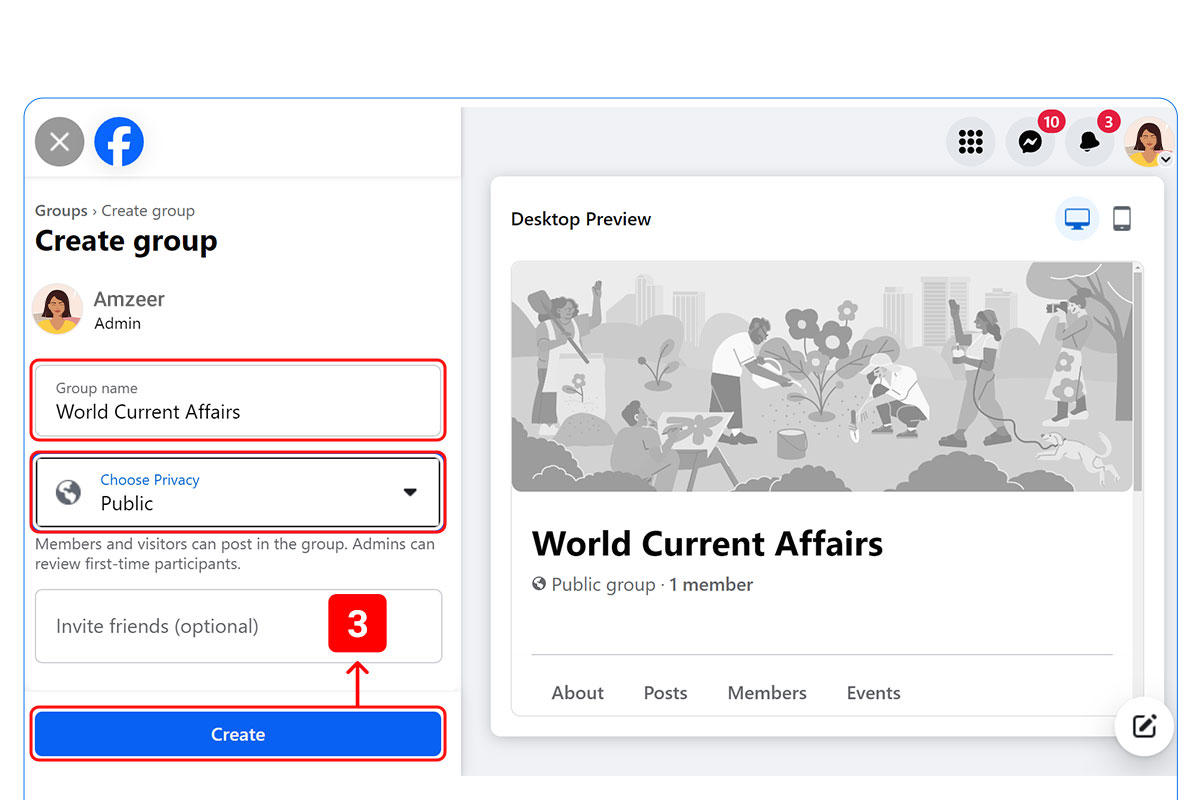 Membuat grup untuk mengiklankan video YouTube di Facebook