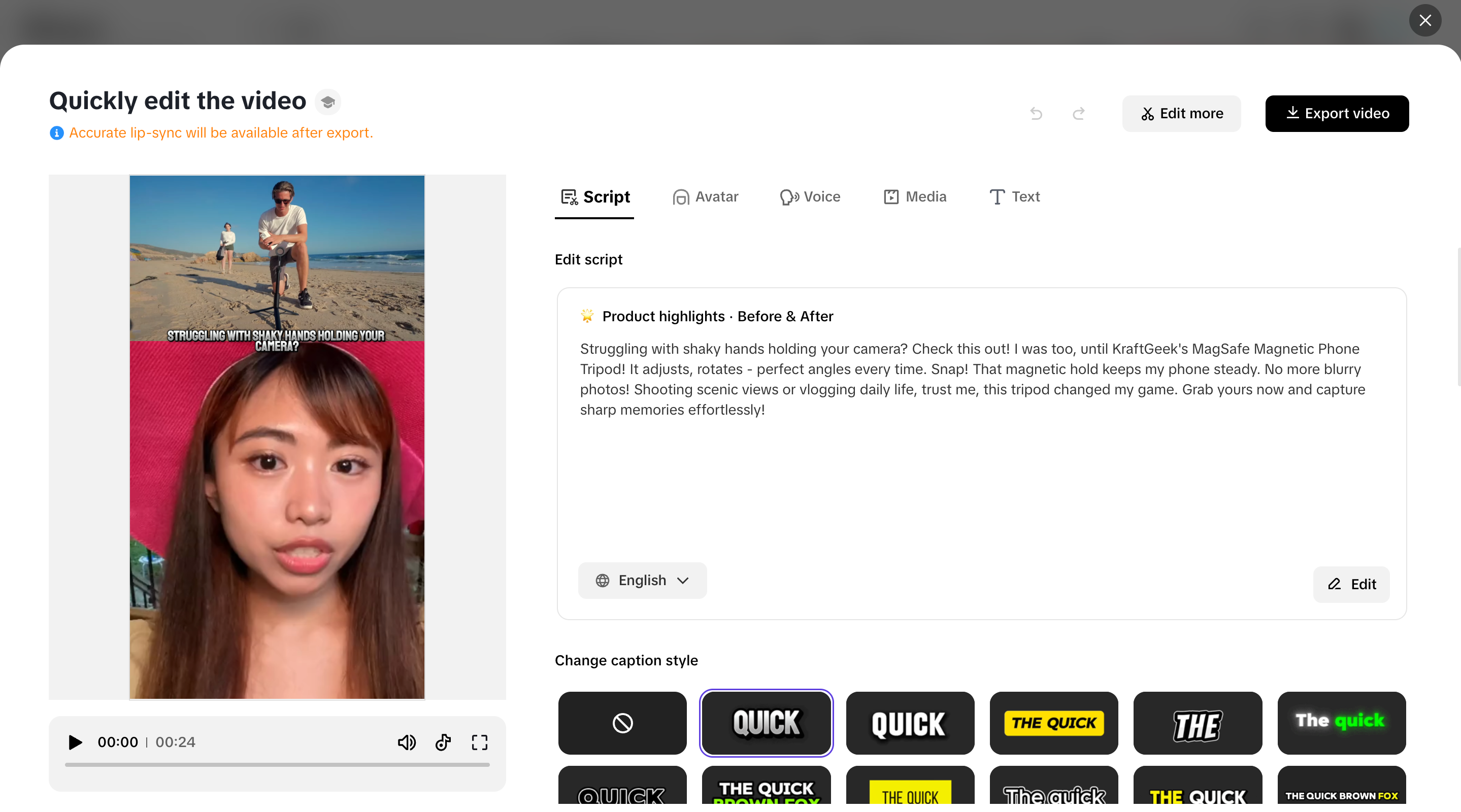 Edit and refine your video