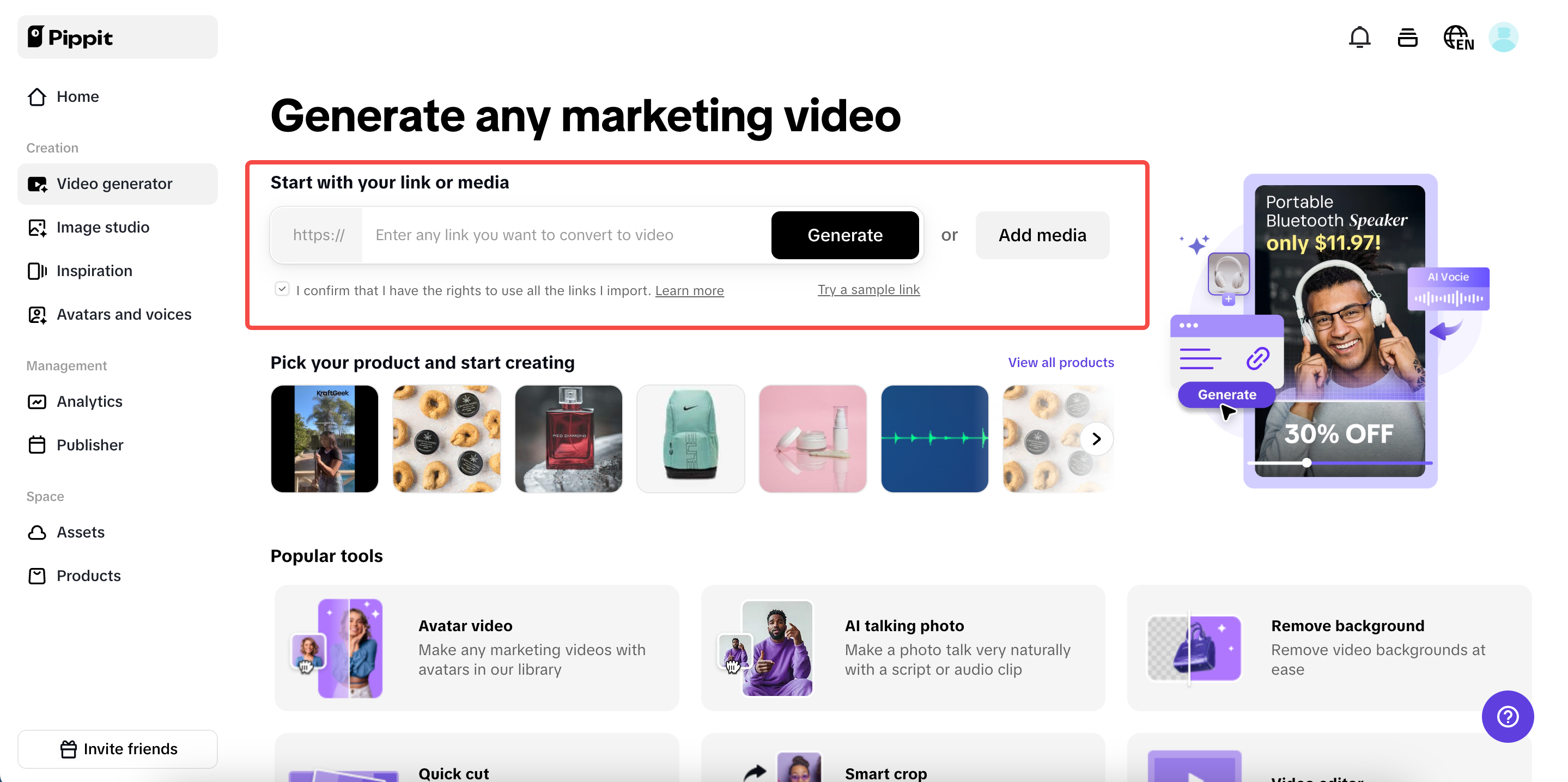 One-click content creation